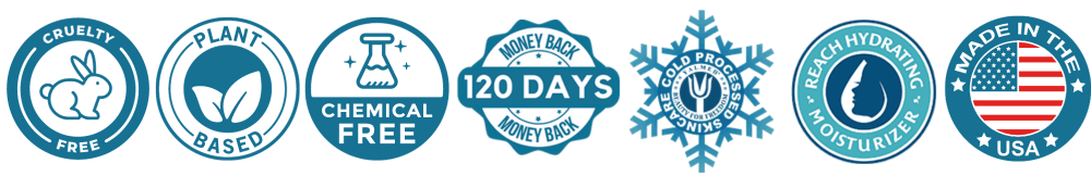 Cruelty-Free,made in usa, cruelty free, plant based, chemical free, money back, vegan, trust icons